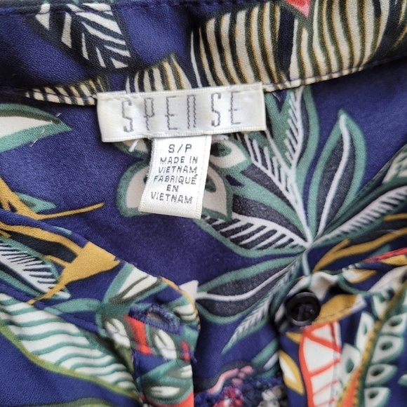 Spense Floral Shirt Tunic Sleeveless Band Collar Hi Low Hem - Picture 3 of 14